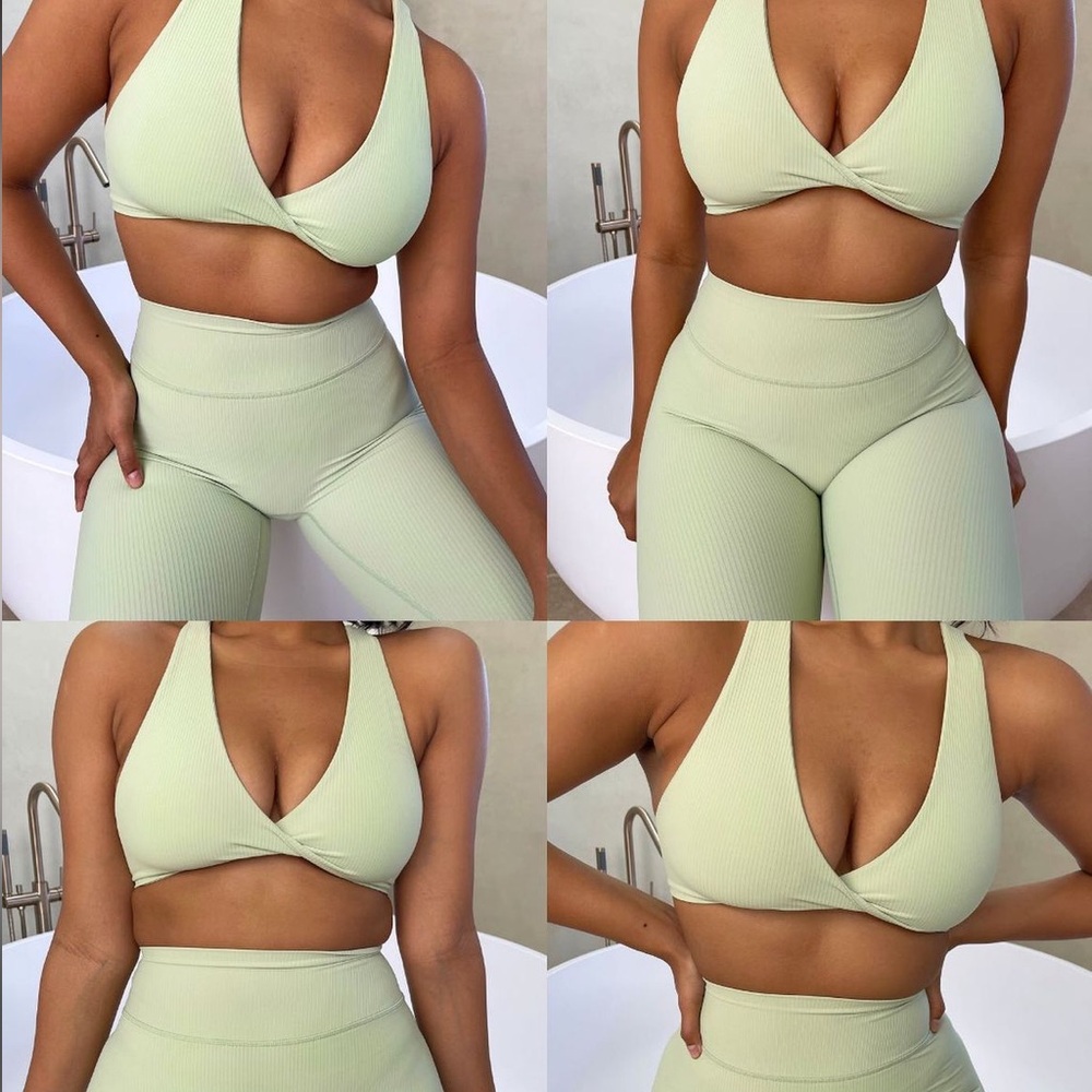 Green Cropshop Boutique Set in Sage